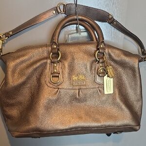 Coach bronze gold leather hangbag